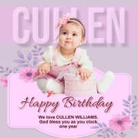 Purple Baby First Birthday Iphosti le-Instagram Template