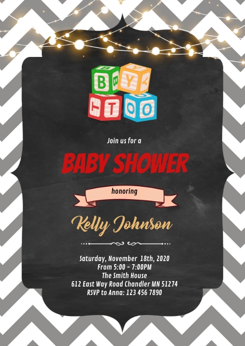 Baby Block Invitations Copy of Baby block shower birthday invitation | PosterMyWall
