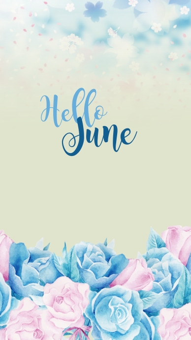 Hello June Header Baby Blue flower hello june Template | PosterMyWall