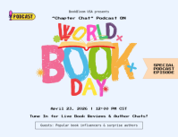 Baby Blue Joyful World Book Day Podcast Flyer template
