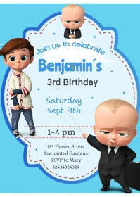 Baby Boss Boy Birthday Invitation A6 template