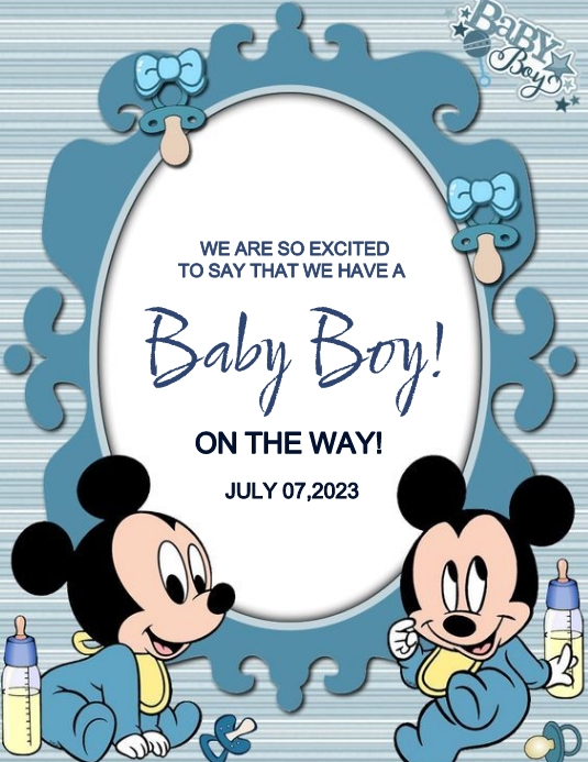 Baby boy announcement Template PosterMyWall