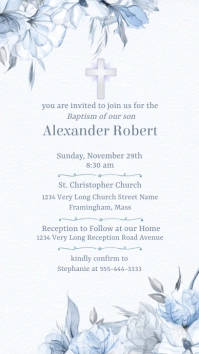 Baby Boy Baptism Invitation เรื่องราวบน Instagram template