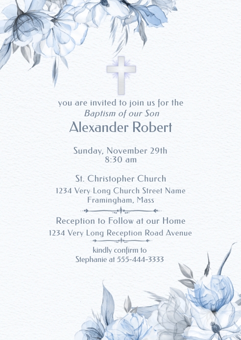 Baby Boy Baptism Invitation A6 template