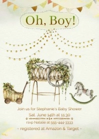 Baby Boy Boho Baby Shower Invitation A6 template