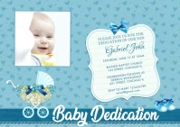 Baby BOY dedication invite Postcard template