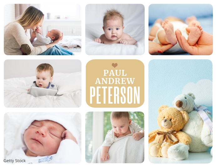Baby Boy Photo Collage Poster Template Postermywall