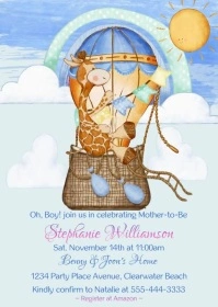 Baby Boy Shower Invitation A6 template