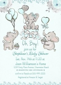 Baby Boy Shower Invitation A6 template
