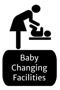 VSafety Cartello Autoadesivo Per Porta 'Baby Changing Facilities', 150x150 Mm, Quadrato, Vinile Resistente, Nero, Per Bagni Pubblici E Aree Cambio