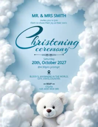 Baby christening Ceremony Invitation Video Flyer Editable Template Volante (Carta US)