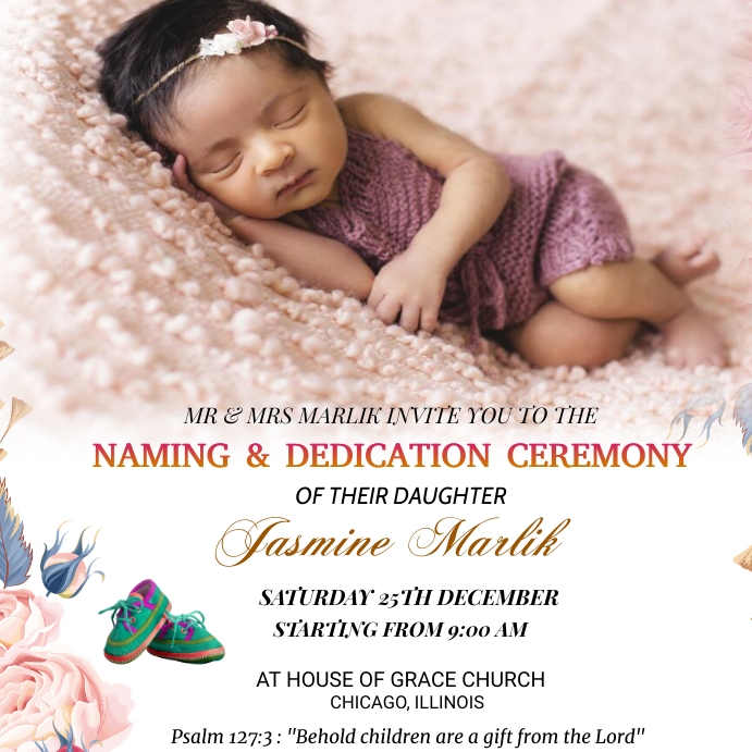 Dedication Posts baby dedication ceremony flyer Template | PosterMyWall