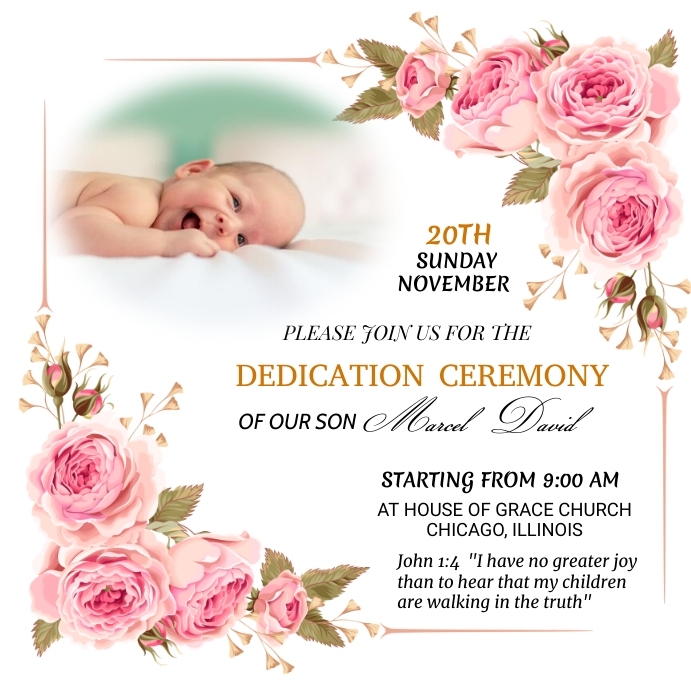baby dedication ceremony poster Template | PosterMyWall