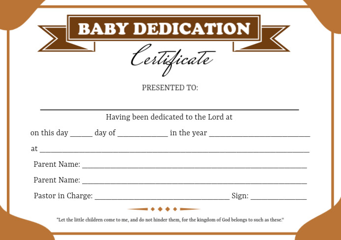 BABY DEDICATION CERTIFICATE CARD Template | PosterMyWall baby-dedication-certificate-card-template-postermywall