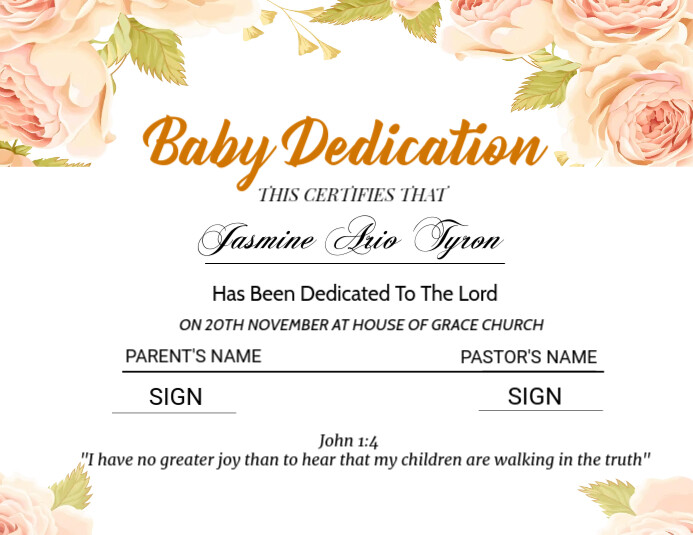 Dedication Note Template Baby Dedication Letter Examples Child Dedication Event (Download)