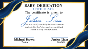 Baby Dedication Certificate Design Digitalt display (16:9) template