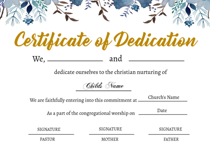 baby dedication certificate Ulotka (US Letter) template