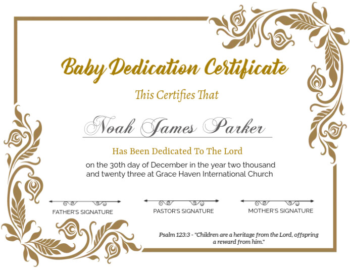 baby dedication certificate poster Flyer (Letter pang-US) template