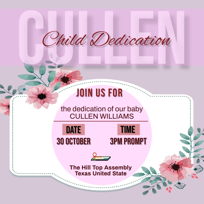 Dedication Posts baby dedication Template | PosterMyWall