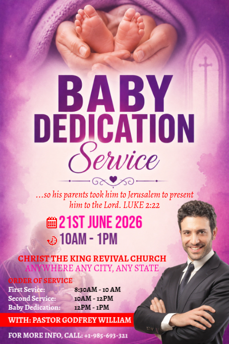 Baby Dedication Service Posters Template | PosterMyWall