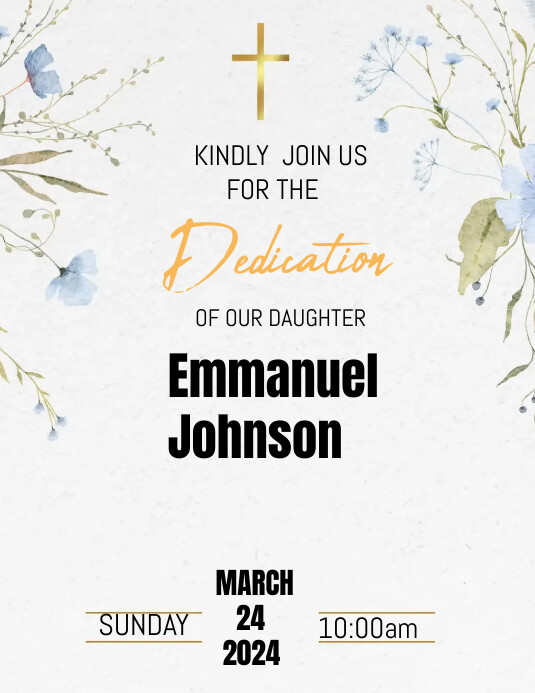 Dedication Note Template Baby dedication template | PosterMyWall