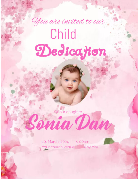 Child Dedication Lettering Baby dedication template | PosterMyWall