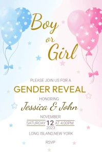 Baby Gender Reveal Balloon Theme Poster template