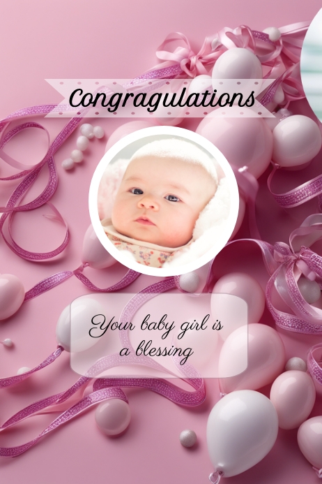 baby girl birthday flyer Poster template