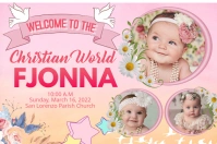 Baby Girl Cristening Cartel de 4 × 6 pulg. template