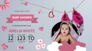 Baby Girl Shower Banner Digitalt display (16:9) template