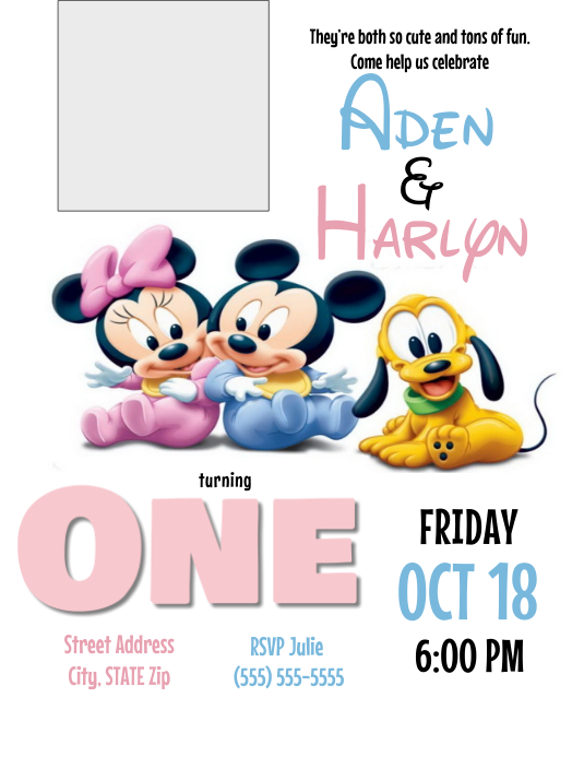 Baby Mickey And Minnie Birthday Invitation Template Postermywall Baby Mickey And Minnie Birthday Invitation Template Postermywall