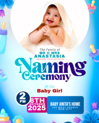 Baby Naming ceremony baptism name giving christening celebration infant dedication invite flyer Instagram Portrait template