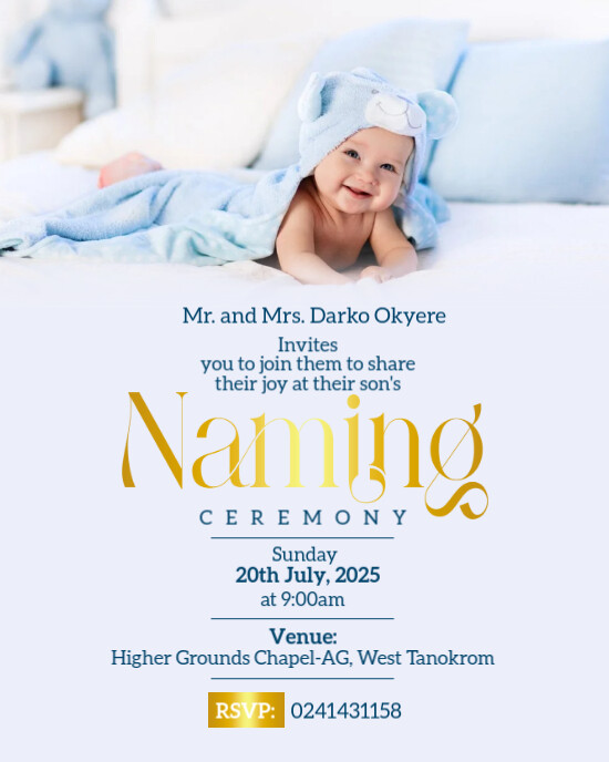 Baby Naming Ceremony Invitation, Christening Flyer Instagram Portrait template