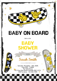Baby On Board Skateboard invitation A6 template