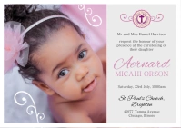 Baby pink girl baptism invite postcard template