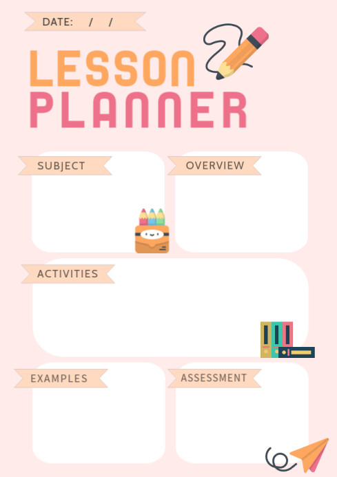 Pink Book Lessons Baby pink weekly lesson plan Template | PosterMyWall