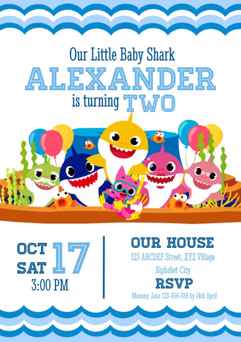 Baby Shark Birthday Invitation Template Postermywall Baby Shark Birthday Invitation Template Postermywall