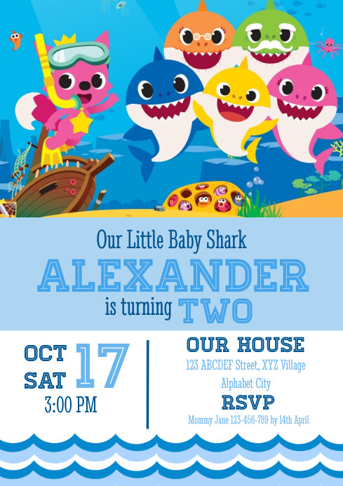 Sjabloon Verjaardagsuitnodiging Voor Babyhaaien Postermywall Sjabloon Verjaardagsuitnodiging Voor Babyhaaien Postermywall