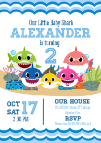 Baby Shark Birthday Invitation Template Postermywall Baby Shark Birthday Invitation Template Postermywall