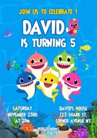 Baby Shark Birthday Invitation Template A4