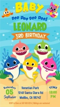 Baby Shark do, do, do, Birthday Invitation Instagram Story template