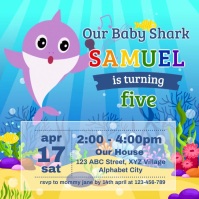 Baby Shark Invitation Template Publicación de Instagram