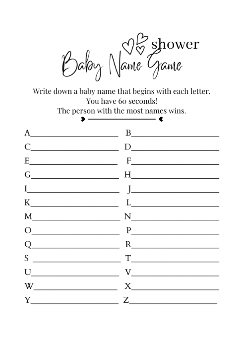 Baby Shower Baby Name Game | PosterMyWall