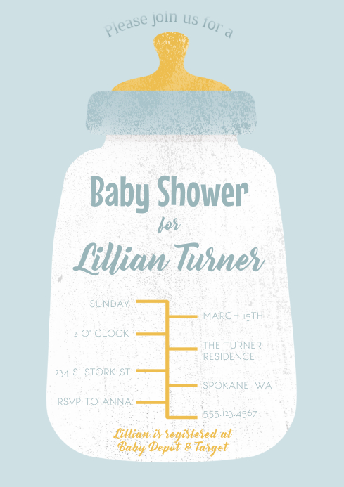Baby Shower Blue Baby Bottle Invitation Template Postermywall Baby Shower Blue Baby Bottle Invitation Template Postermywall