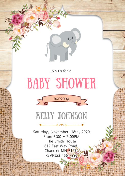 Baby Shower Elephant Invitation Template Postermywall