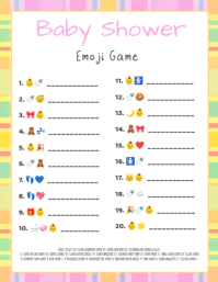 baby shower emoji game Рекламная листовка (US Letter) template