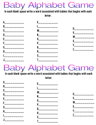 Abc Baby Shower Game Printable Rustic Style Press Print Party