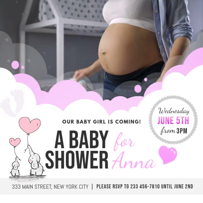 Baby Shower Girl Square Video