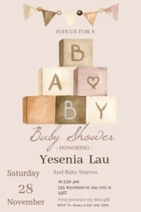 Baby shower invitation celebration temple flayer editablet celebration Poster template