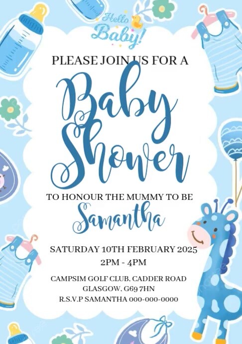 Baby Shower Invitation A4 template